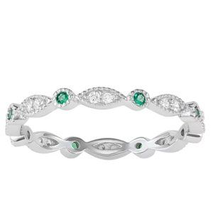 2/120$  NWT Sterling Silver Green Spinel & Cubic Zirconia Geometric Ring SZ 8